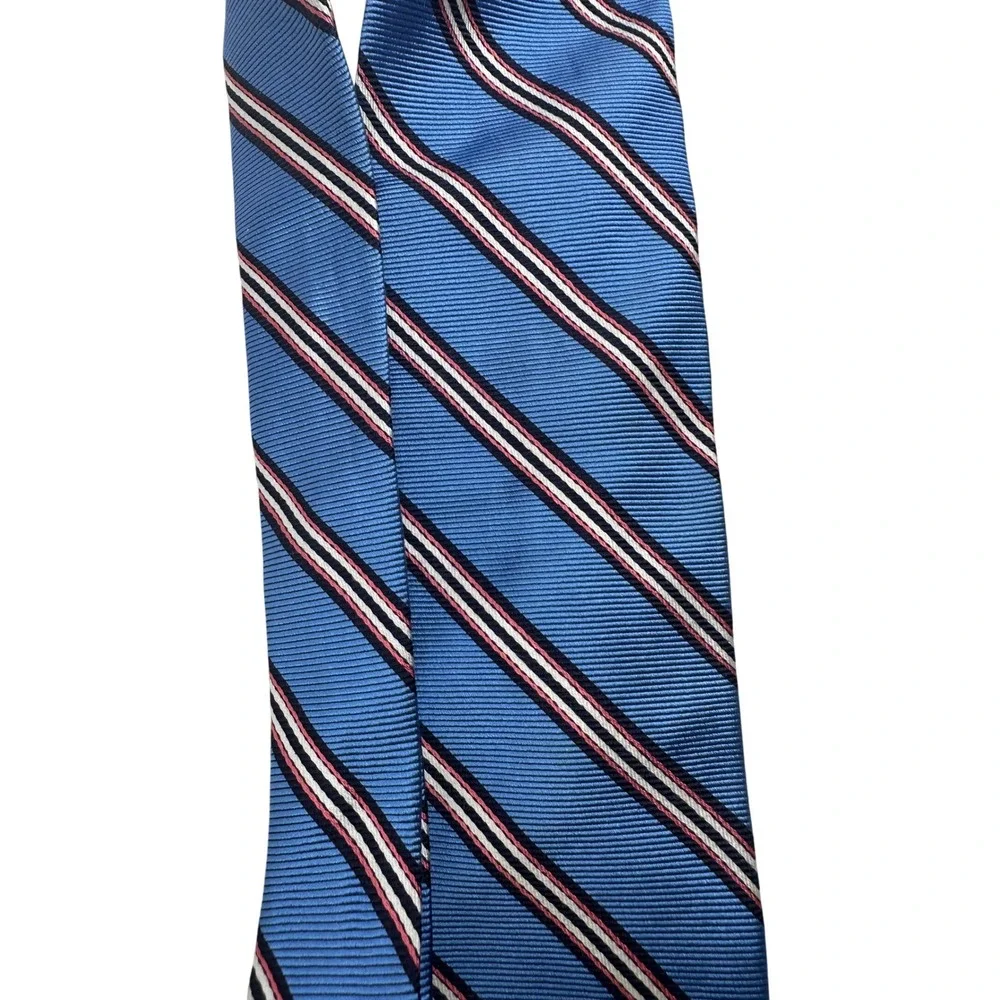 Brooks Brothers 100%Silk Necktie Striped Blue Burgundy Menswear Business Fashion
